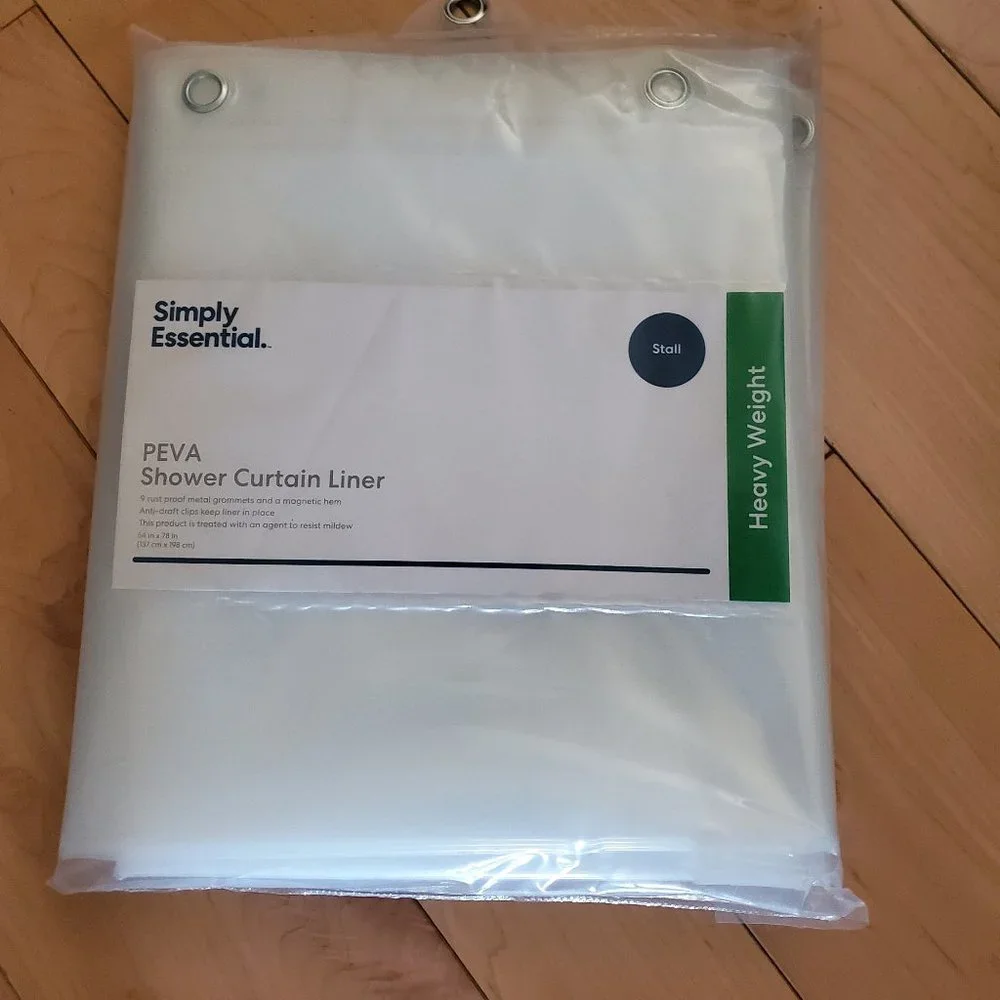 Simply Essential Stall Heavy Weight PEVA Shower Curtain Liner Clear 54
